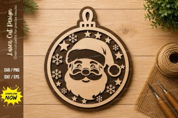 Crafting the Perfect Holiday Decor with a Santa Ornament Circle Laser Cut SVG