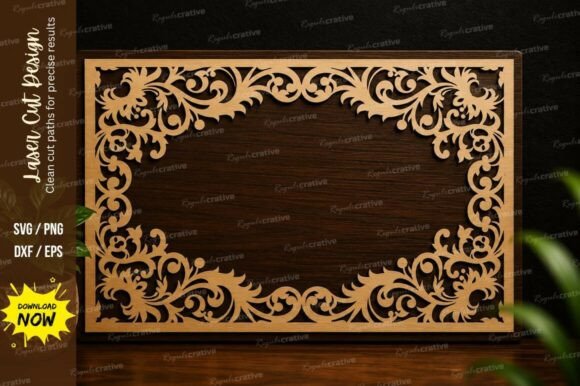 Decorative Corner Frame Laser Cut SVG