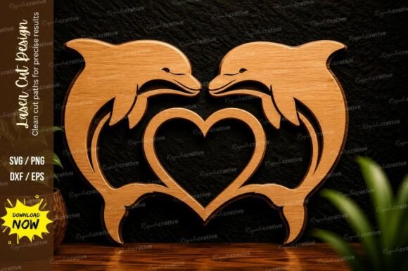 Dolphin Heart Laser Cut SVG Design: A Versatile Asset for Precision Crafting
