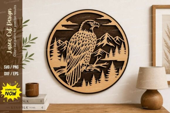 Eagle Landscape Wall Art Laser Cut SVG