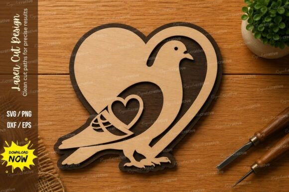 Elevating DIY Projects with the Bird Heart SVG Love Bird Laser Cut Design