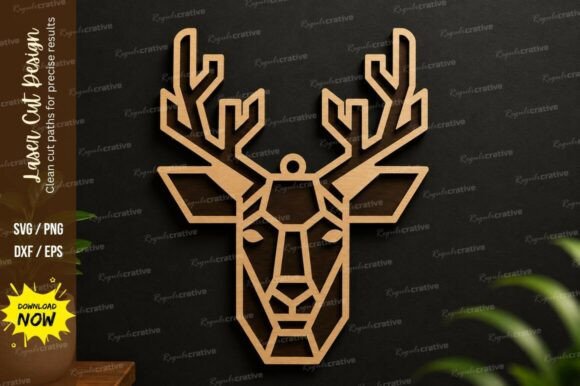 Eometric Deer Head SVG for Laser Cutting