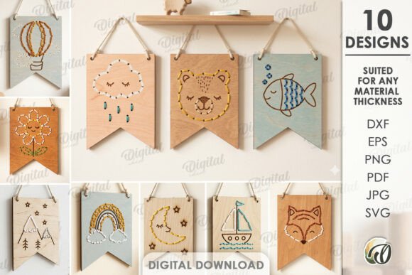 Mastering Digital Design with a Wooden Lacing Banners Bundle Laser Cut