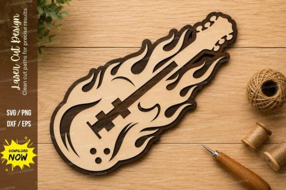 Modern Flame Guitar Laser Cut SVG Design: Precision, Formats, and Smart Usage