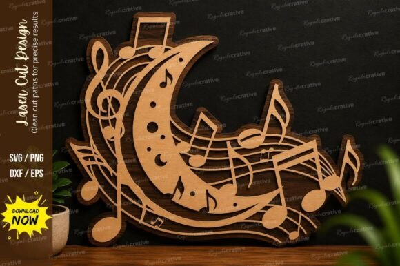 Moon Music Notes Laser Cut SVG Design: Integrating Premium Vector Assets into Your Creative Workflow