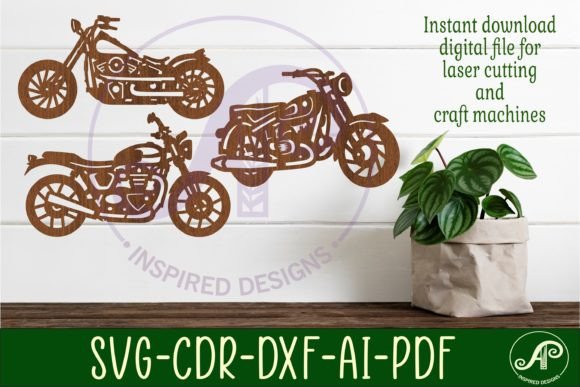 Motorcycle Silhouette Laser Cut Shapes