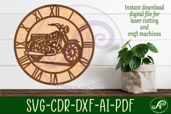 Motorcycle Wall Clock Laser Cut Files