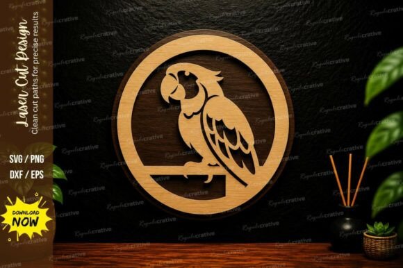 Parrot Circle Laser Cut SVG Tropical Design File Set