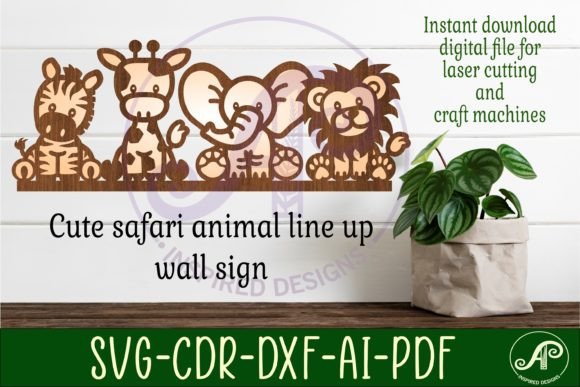 Safari Animal Line Up SVG Wall Art