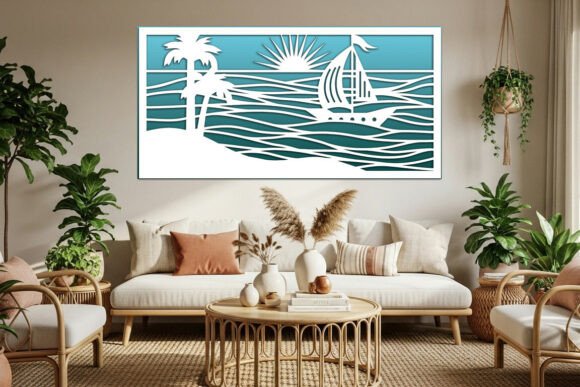 Sea View Wall Art Panel Laser Cut Files: Integrating Coastal Design into CNC Workflows